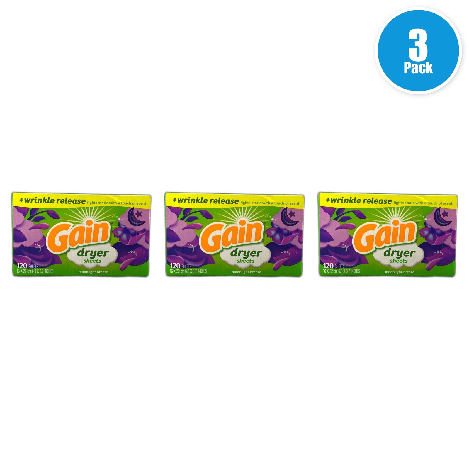Anti-Static Dryer Sheets Moonlight Breeze 120ct Pack of 3 New
