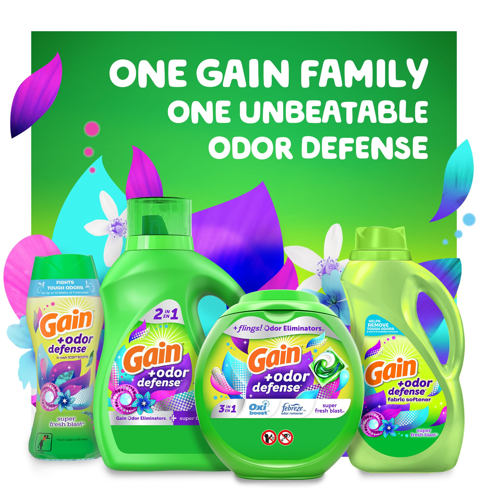 Gain Odor Defense Liquid Laundry Detergent 88 Fl Oz Super Fresh Blast Scent