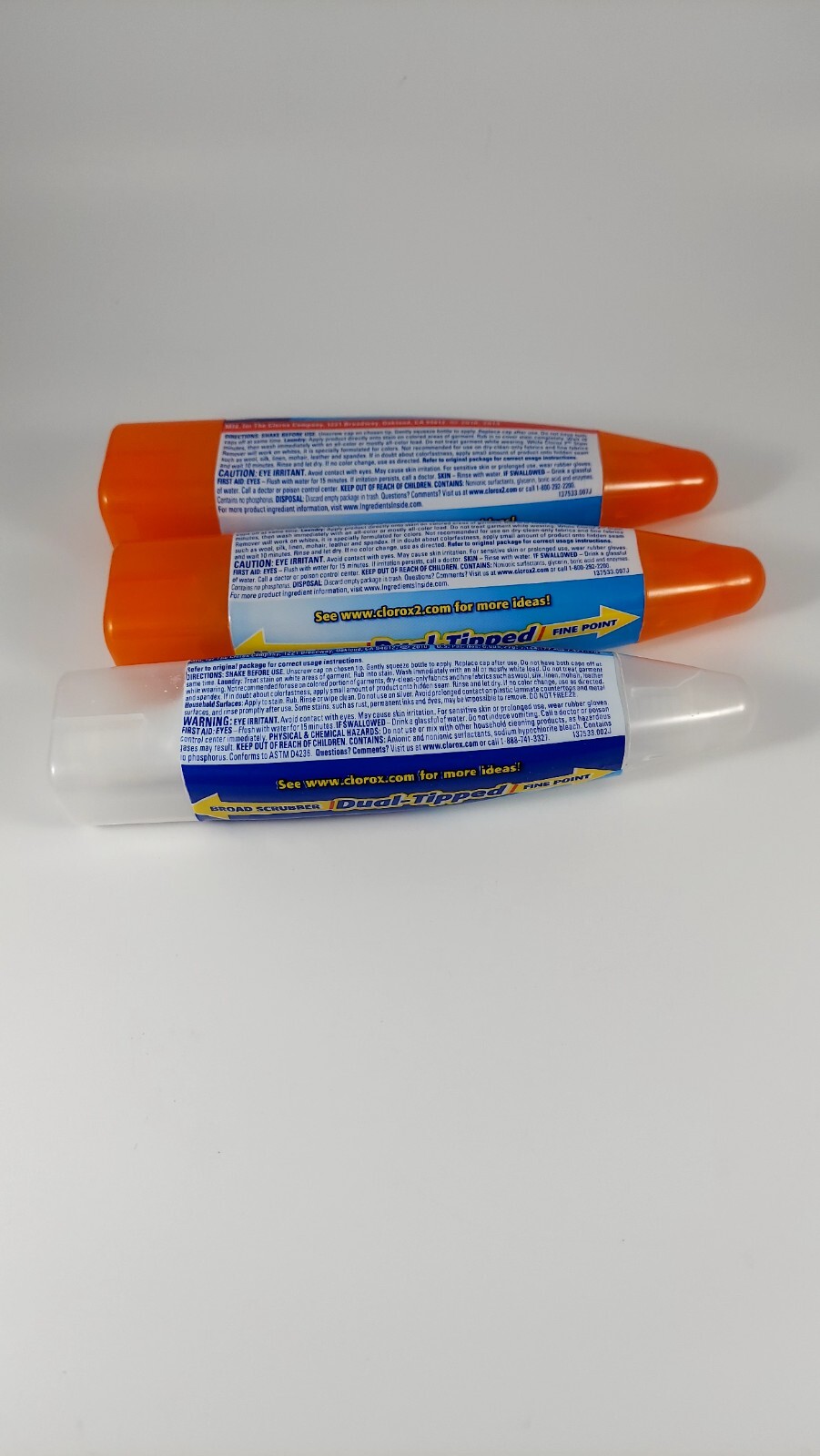 1 Clorox Bleach Pen + 2 Stain Remover Pens 2 Oz Each Used 90% Full Discontinued