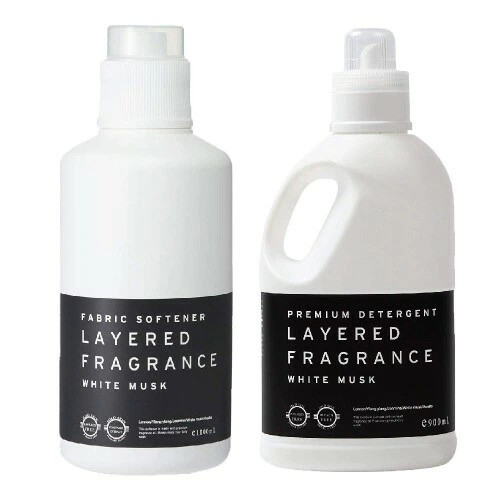 LAYERED FRAGRANCE Fabric Detergent & Softener Set White Musk Laundry Soap #347