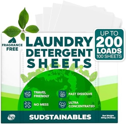 Sudstainables Laundry Detergent Sheets 200 Loads – Dissolvable Laundry Sheet …