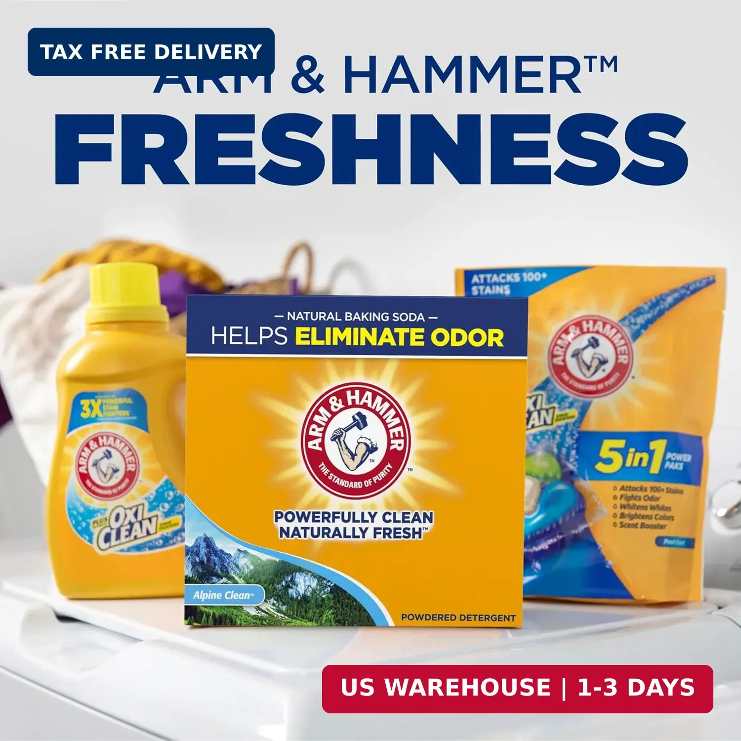 Powder Laundry Detergent, Alpine Clean, 9.56 lb, 155 Loads | Odor E