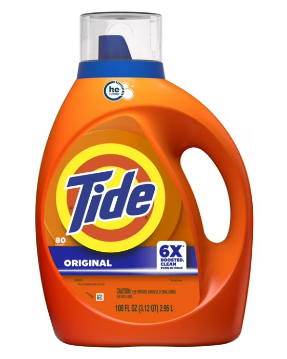 (2 Pack) Tide 6X Boosted Cleaning Power Liquid Detergent Original 80 Loads