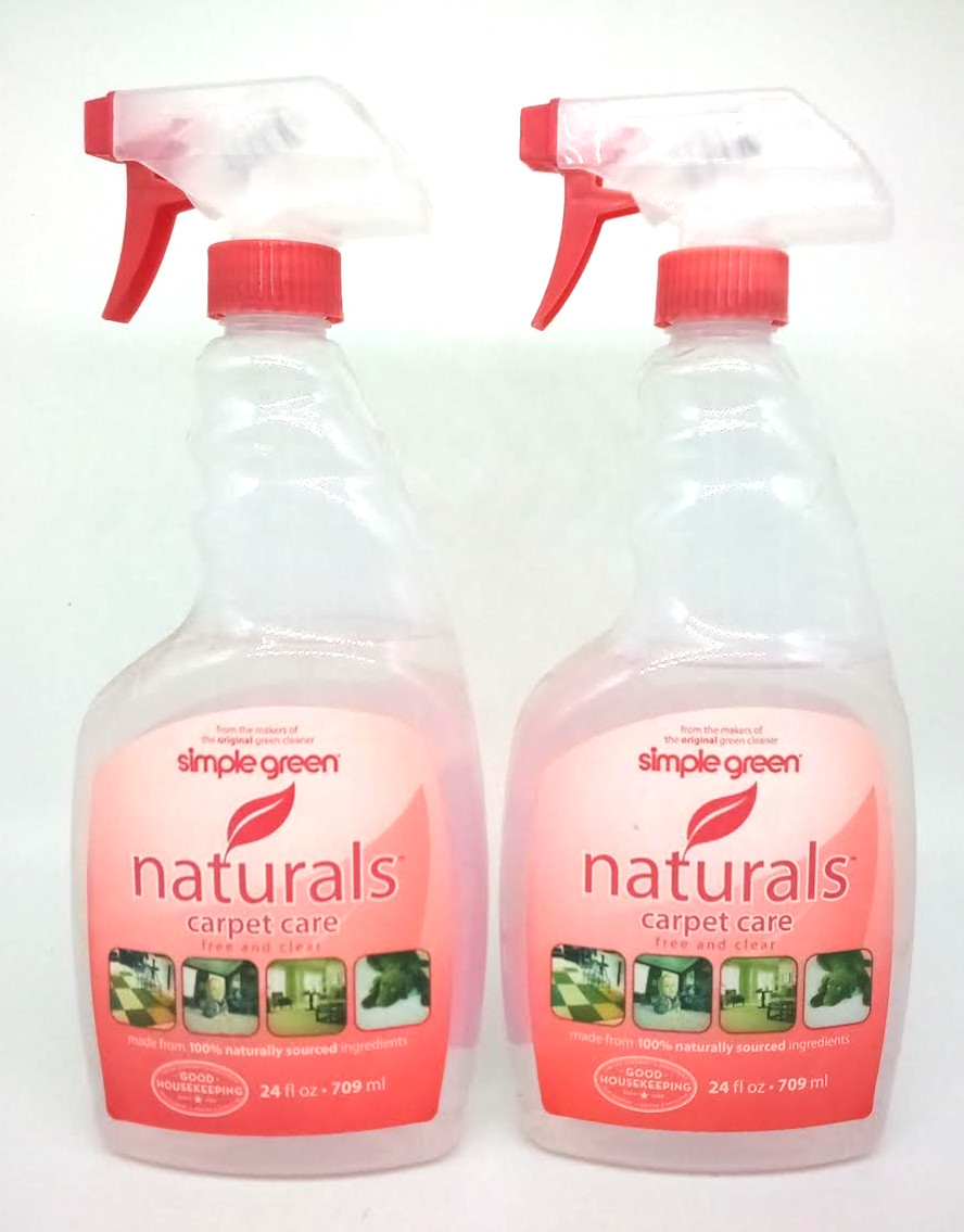 Simple Green Naturals Carpet Care Free & Clear Spray 2PACK 24oz each NEW