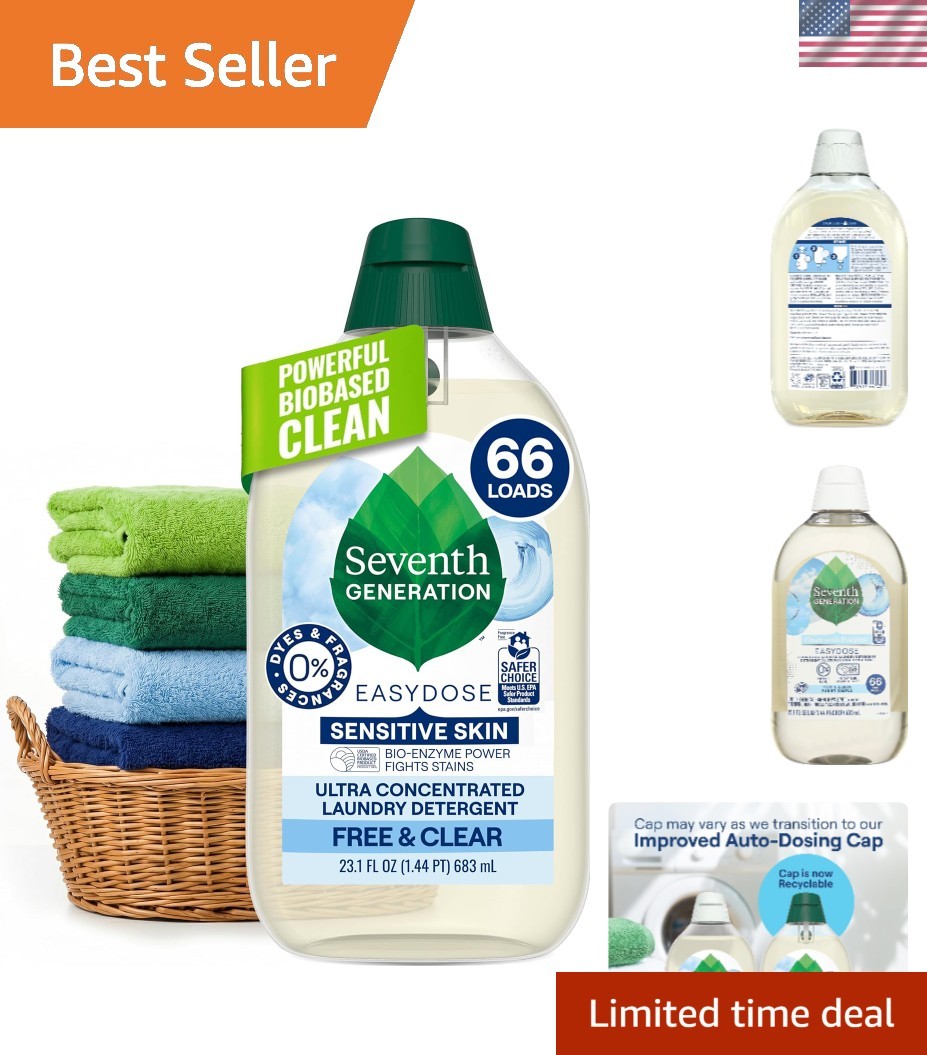 Seventh Generation Laundry Detergent, Ultra Concentrated EasyDose, Free & Cle…