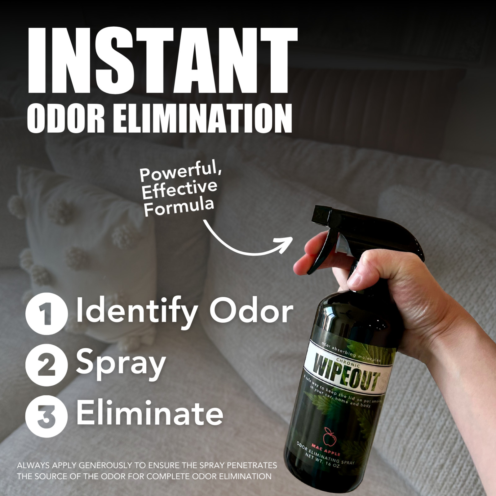 Chronic Wipeout Smoke Odor Eliminating Spray Unscented – 2 16 oz Bottles