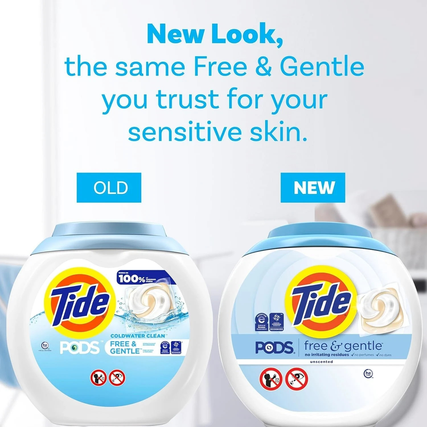 Tide Free & Gentle Laundry Detergent Pods, 42 Count, Unscented & Hypoallerge NEW