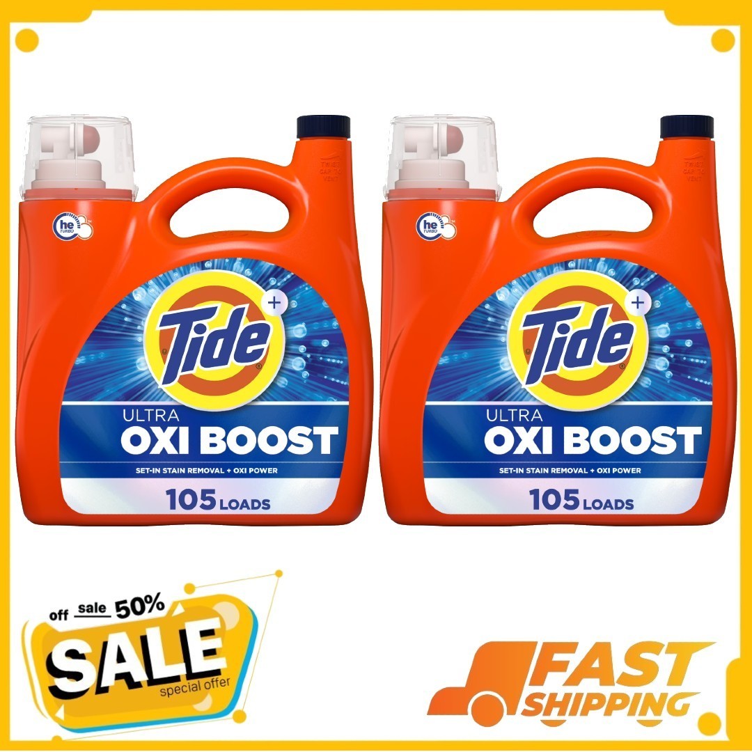 2P Tide Laundry Detergent Liquid, Advanced Stain Remover, 148 fl oz, 105 Loads