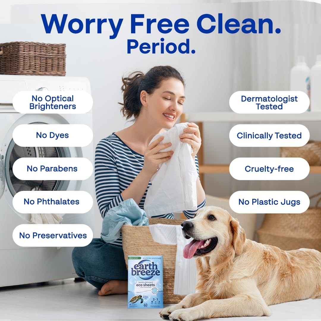 Laundry Detergent Sheets Fresh Scent – 60 Loads Eco Liquidless Soap – Travel-…