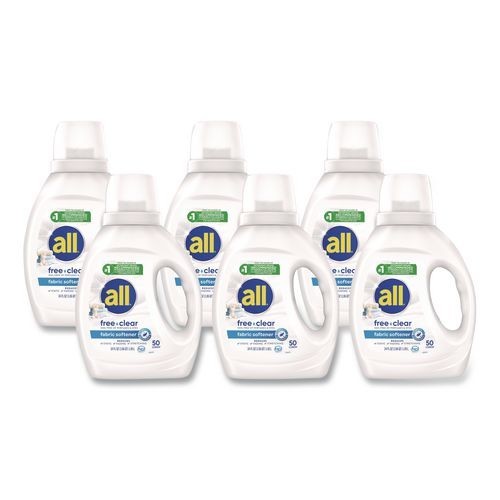 all Free Clear Liquid Fabric Softener, Fragrance-Free, 34 oz Bottle, 6/Carton