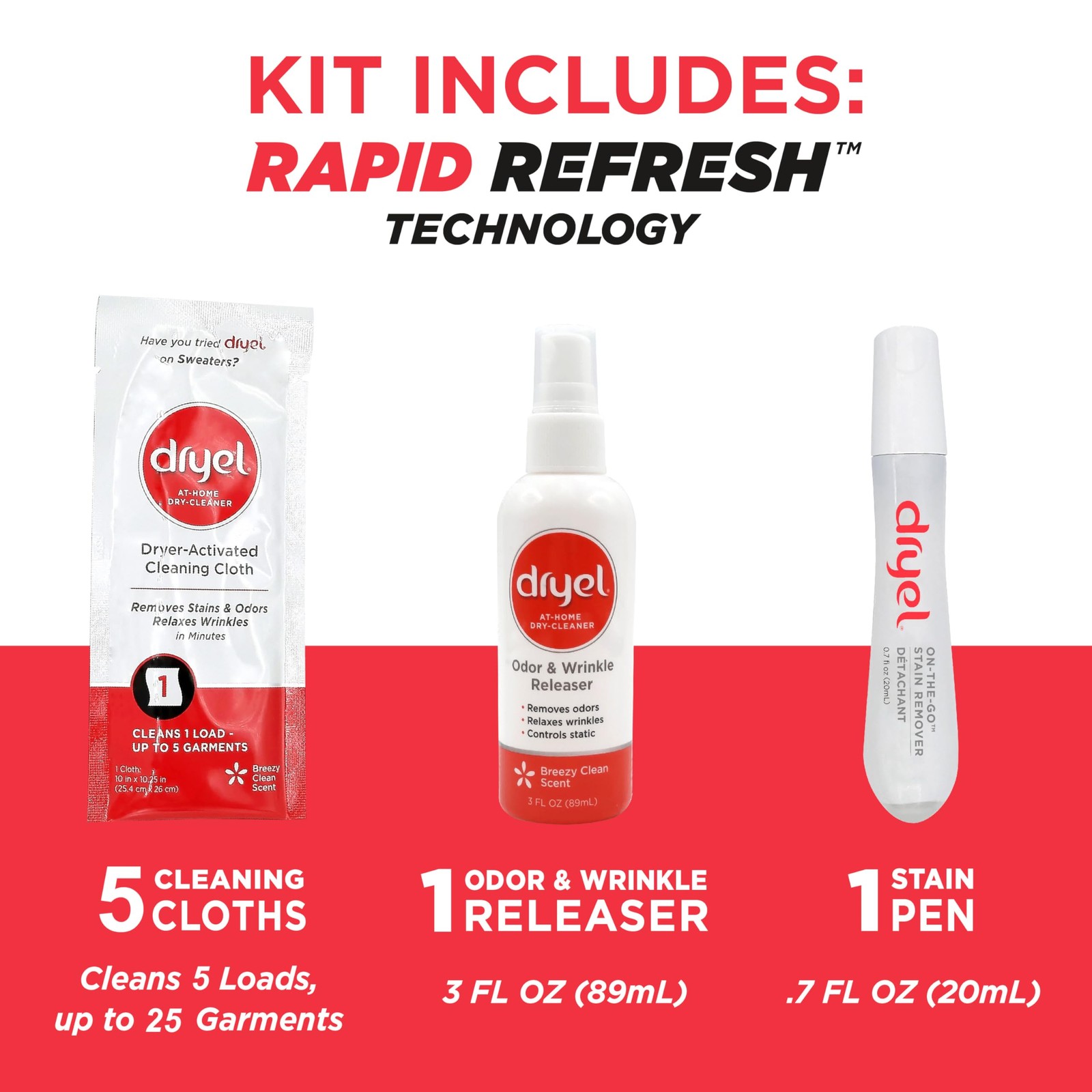 At-Home Dry Cleaning Kit for Delicate Fabrics, 5 Loads, Rapid Refresh Formula
