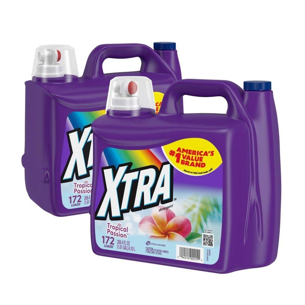 Xtra Liquid Laundry Detergent 172 Loads Tropical Passion 206.4 oz 2-Pack