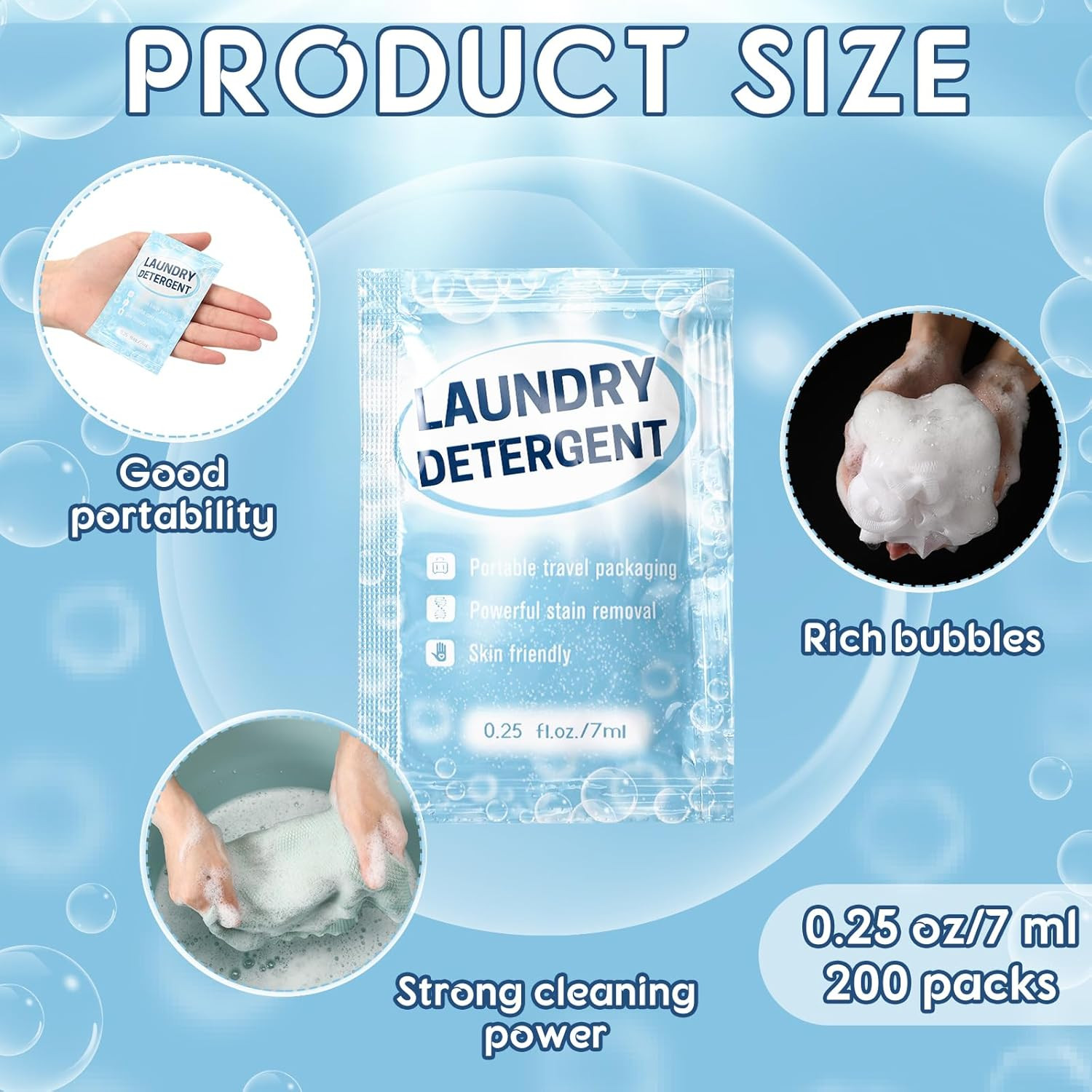 200 Pcs Individual Travel Laundry Detergent Bulk Travel Size Laundry Detergent P