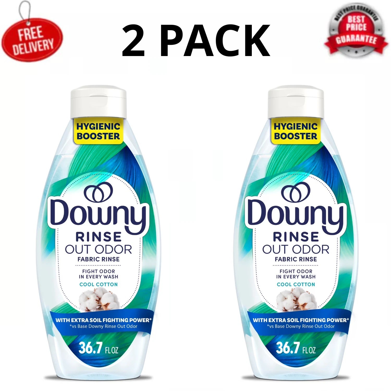 Downy Rinse & Refresh Laundry Odor Remover Cool Cotton 36.7 fl oz, 2 Pack