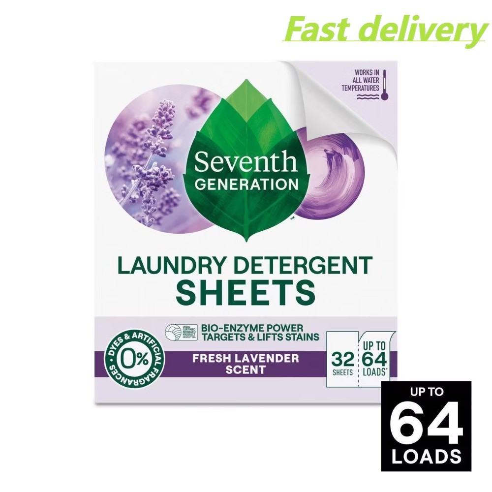 Laundry Detergent Sheets – Fresh Lavender – 32ct: Box, Dye-Free, 64 Uses