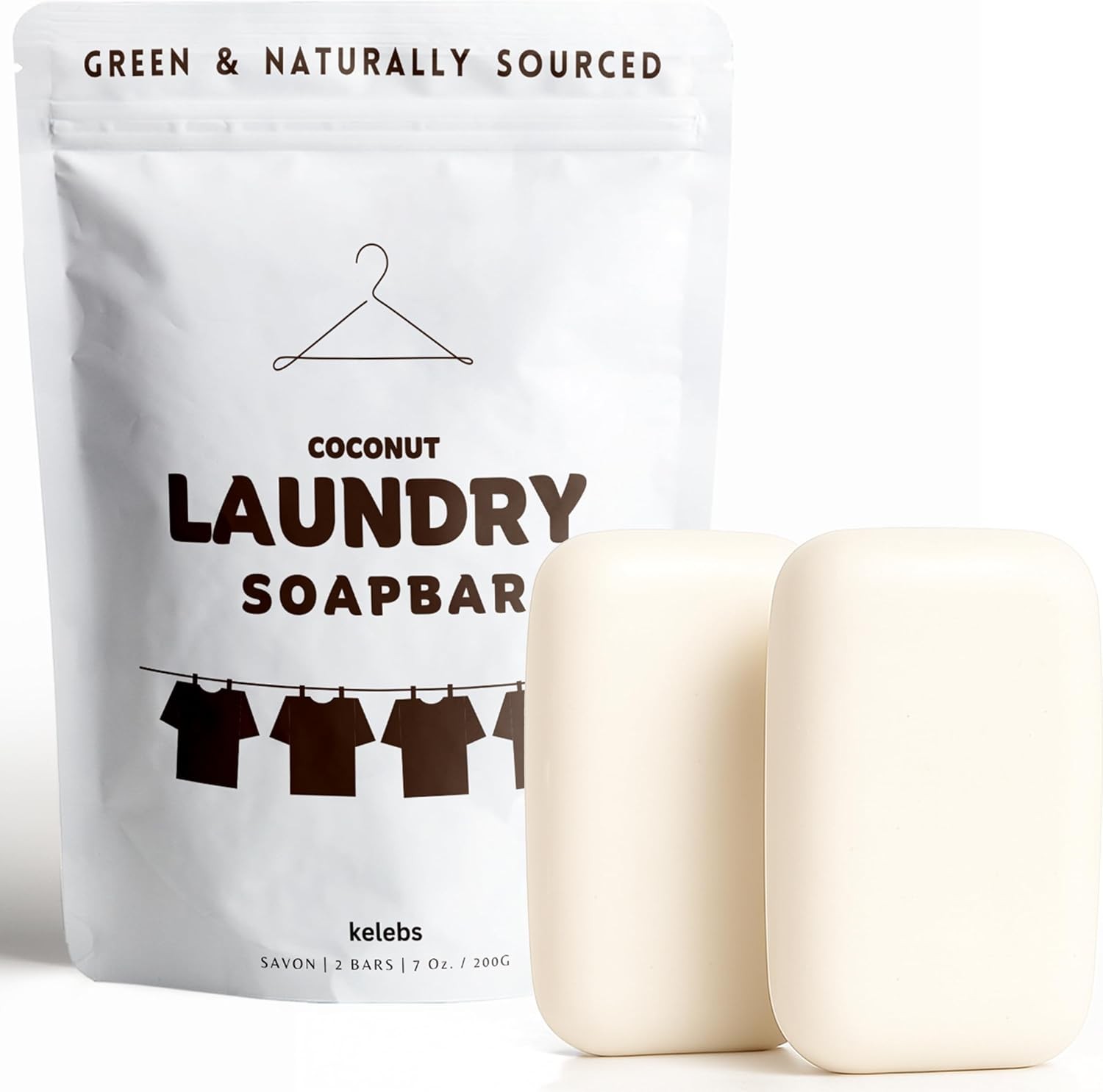 Kelebs Natural Laundry Soap Bar for Sensitive Skin with Organic Coconut –