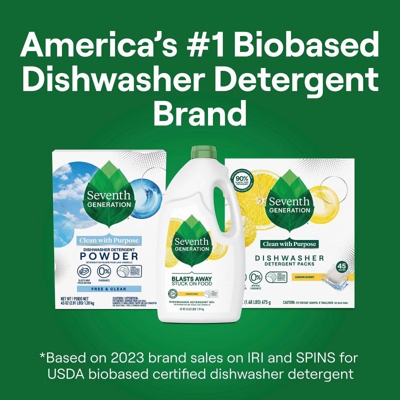 Seventh Generation Lemon Dishwasher Detergent Gel, 70oz, Dye-Free