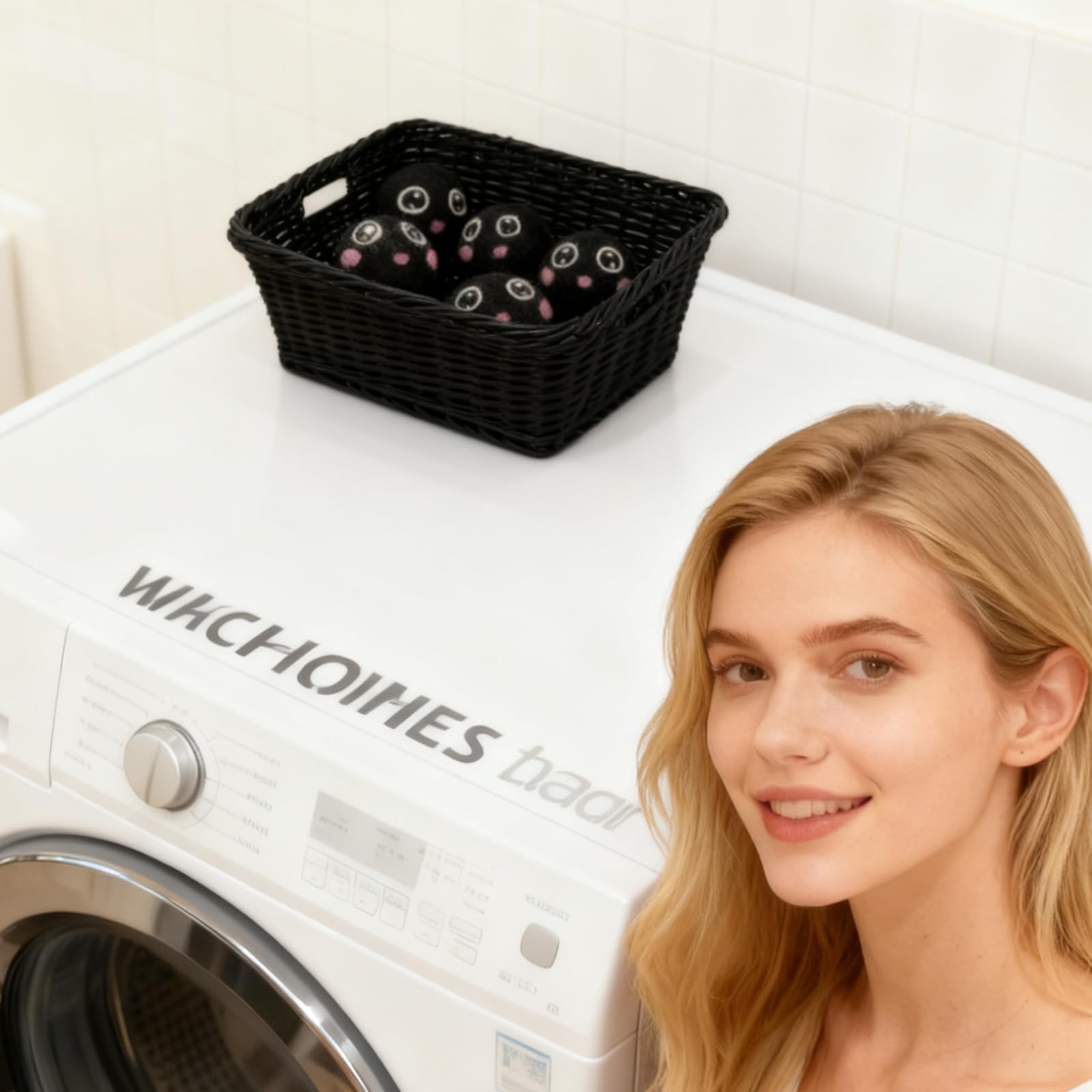 Dry Balls, Black Wool Dryer Balls Laundryer Balls for Dryer Premium 6-Pack Ne…