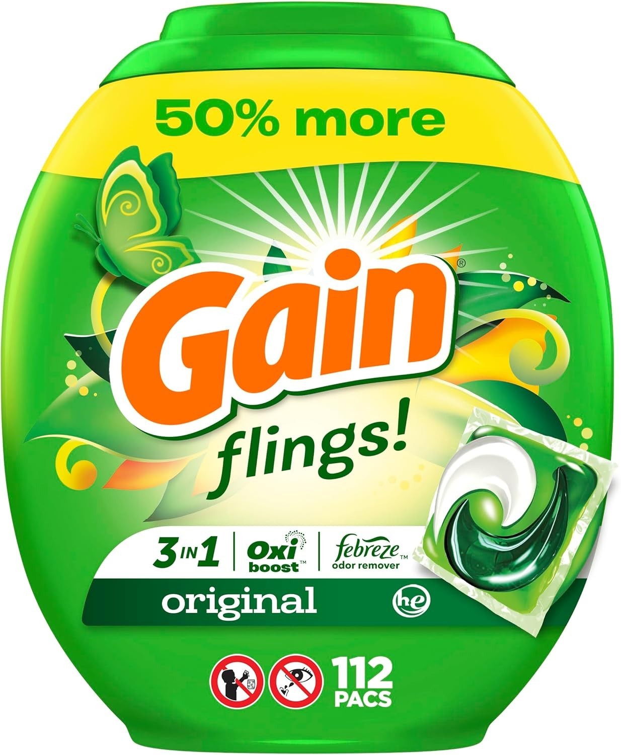 Gain Flings! HE Laundry Detergent Capsule Original 112/Pack