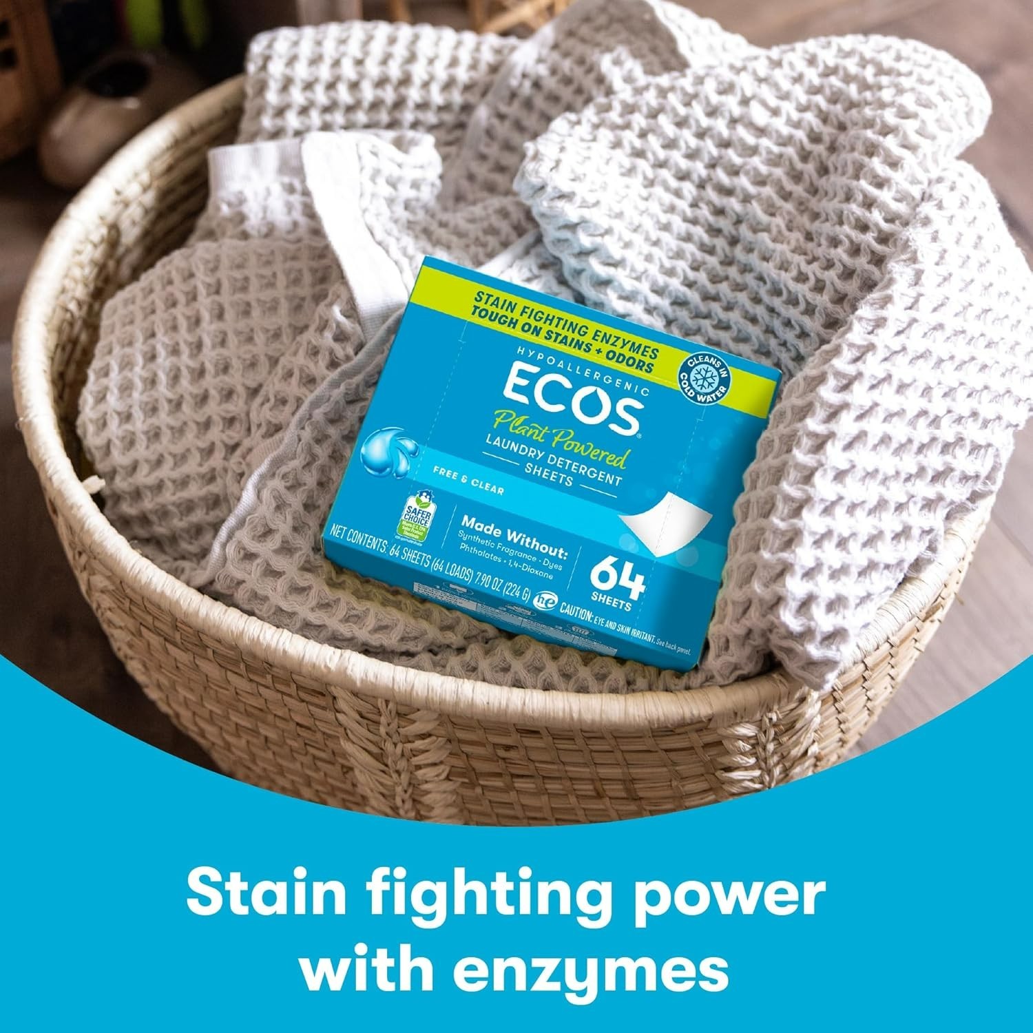 64-Count ECOS Laundry Detergent Sheets Vegan No Plastic Jug Magnolia & Lily
