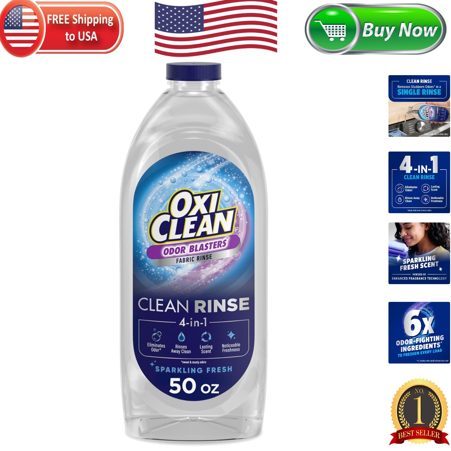 4-in-1 Laundry Additive & Odor Eliminator, Odor Blasters 50 fl oz – Fresh Breeze