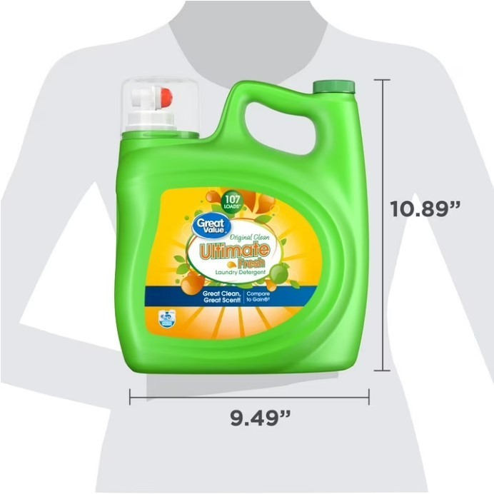 Liquid Laundry Detergent Great Value Original Clean 154 fl oz 107 Loads HE