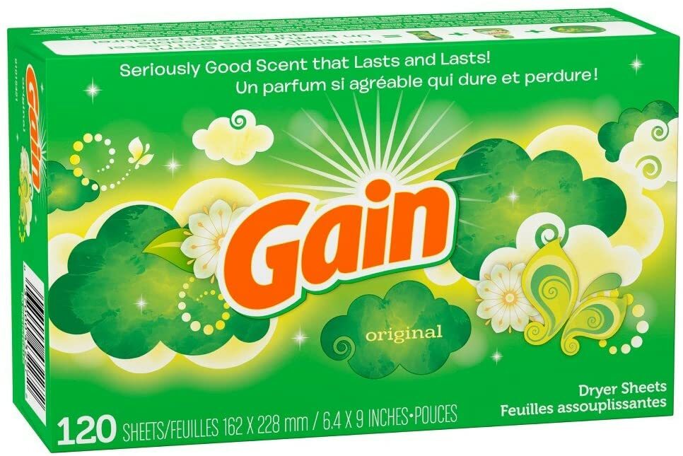 Gain Original Dryer Sheets Fewer Wrinkles Softness Less Static Cling, 120 count