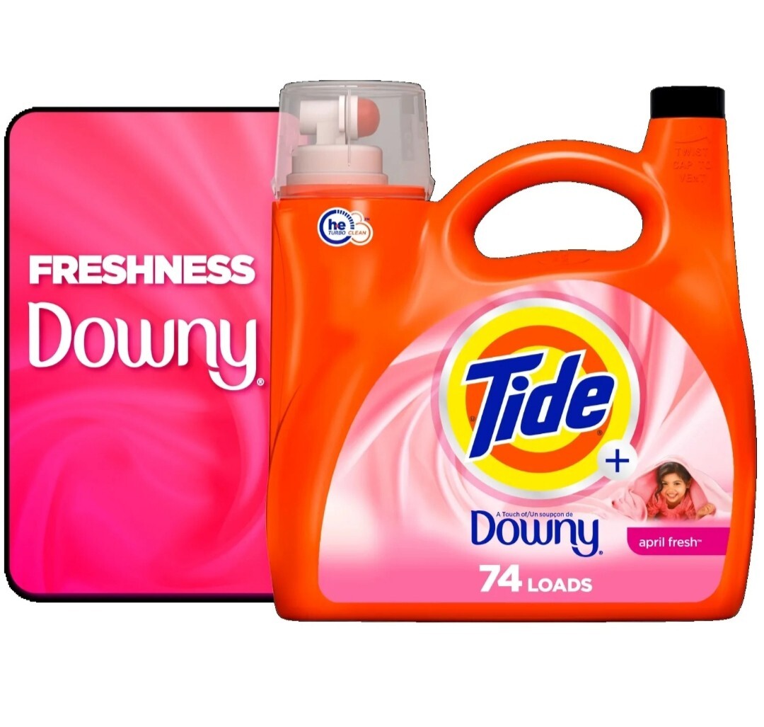 Tide Plus A Touch of Downy Liquid Laundry Detergent, April Fresh 105 Oz 74 Loads