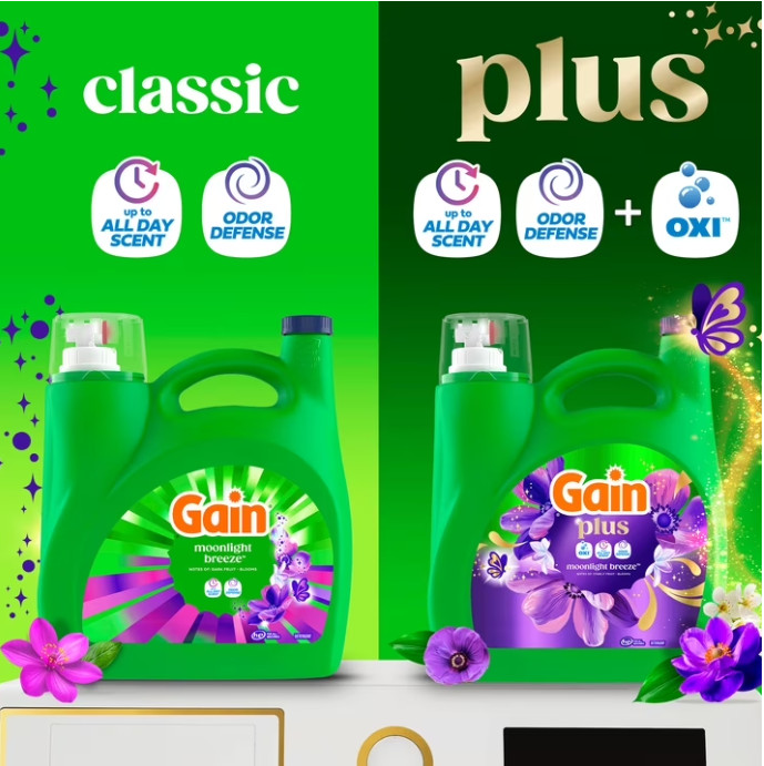 (2 pack)Gain Moonlight Breeze Liquid Laundry Detergent Plus OXI 133 fl oz