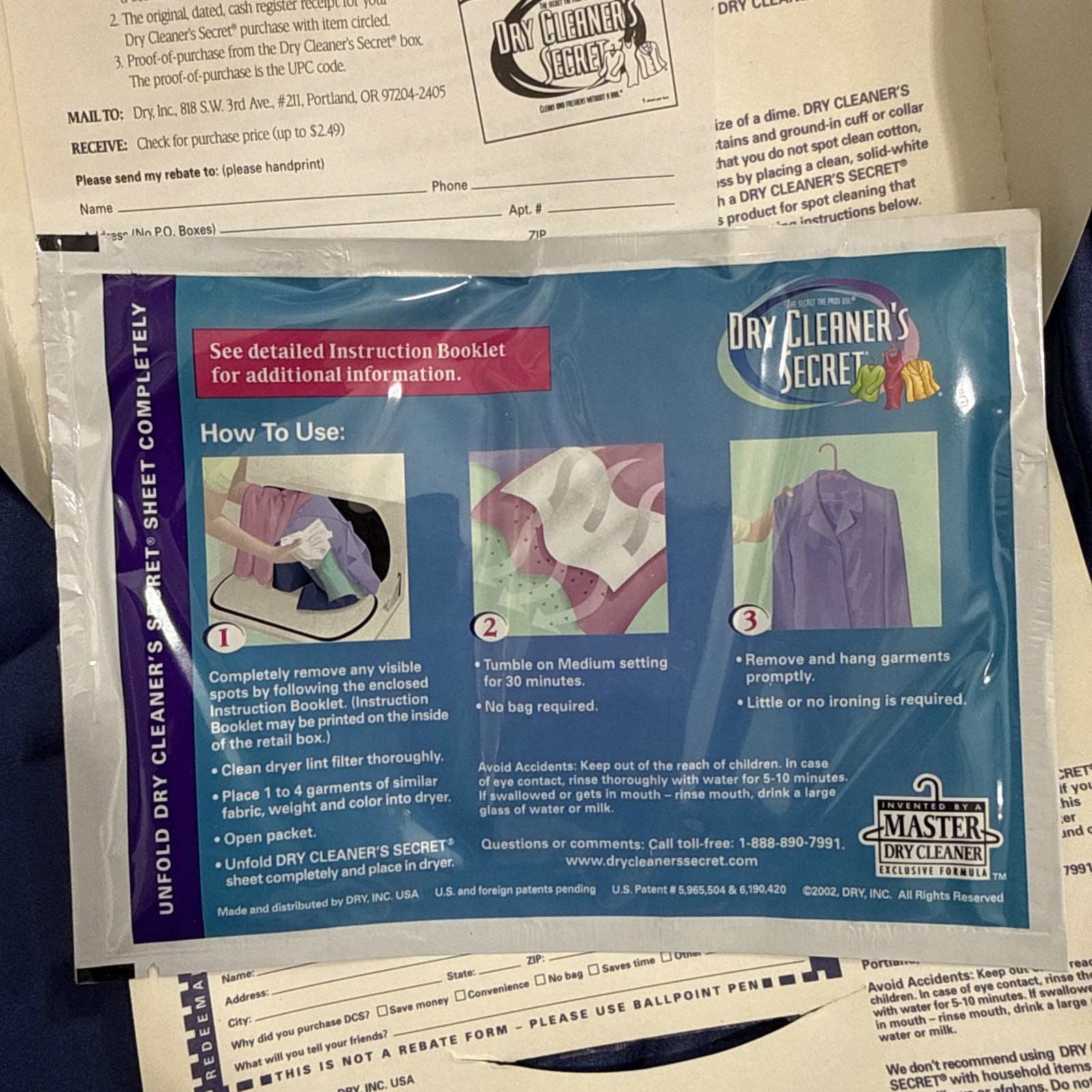 Dry Cleaners Secret 1 Sheet Total Dry Clean At Home NEW Vintage 2000-2003