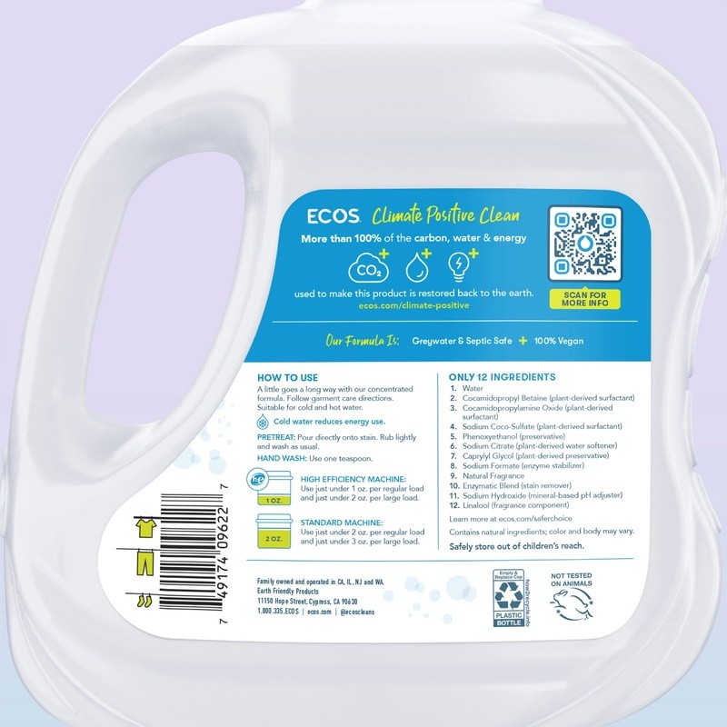 Hypoallergenic Laundry Detergent Liquid W/ Enzymes Pet Stains 120 Loads New