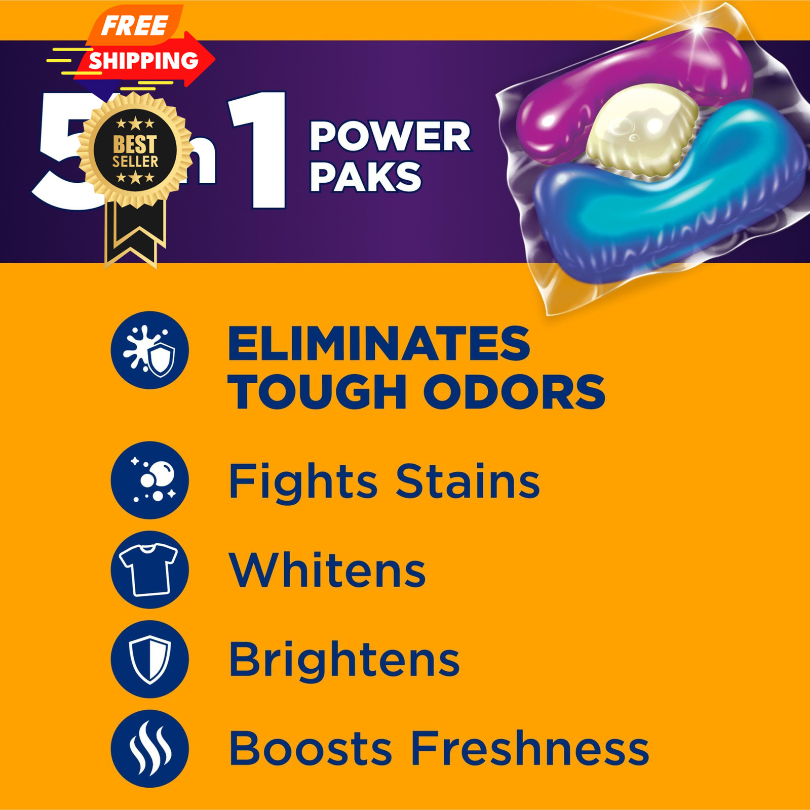 ARM & HAMMER Plus OxiClean With Odor Blasters Laundry 72 Count (Pack of 1)
