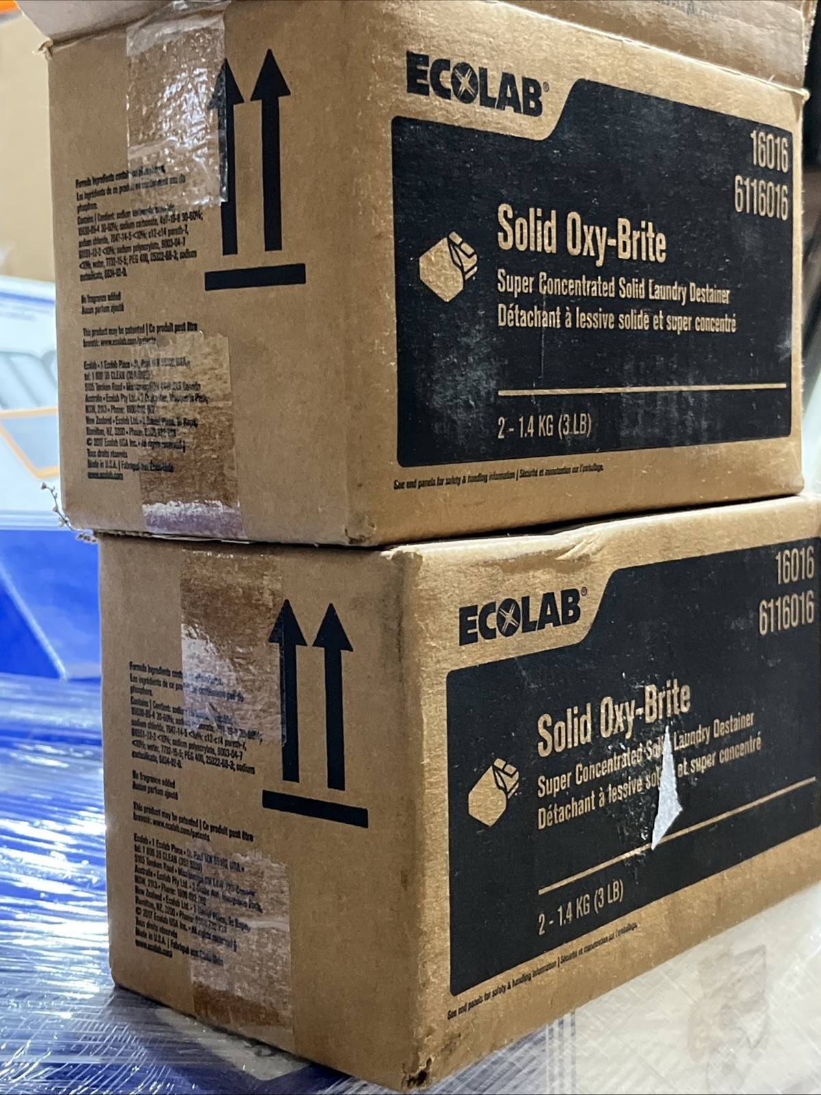 2 Cases Ecolab Solid Oxy-Brite 3lb Concentrated Solid Laundry Destainer 6116016