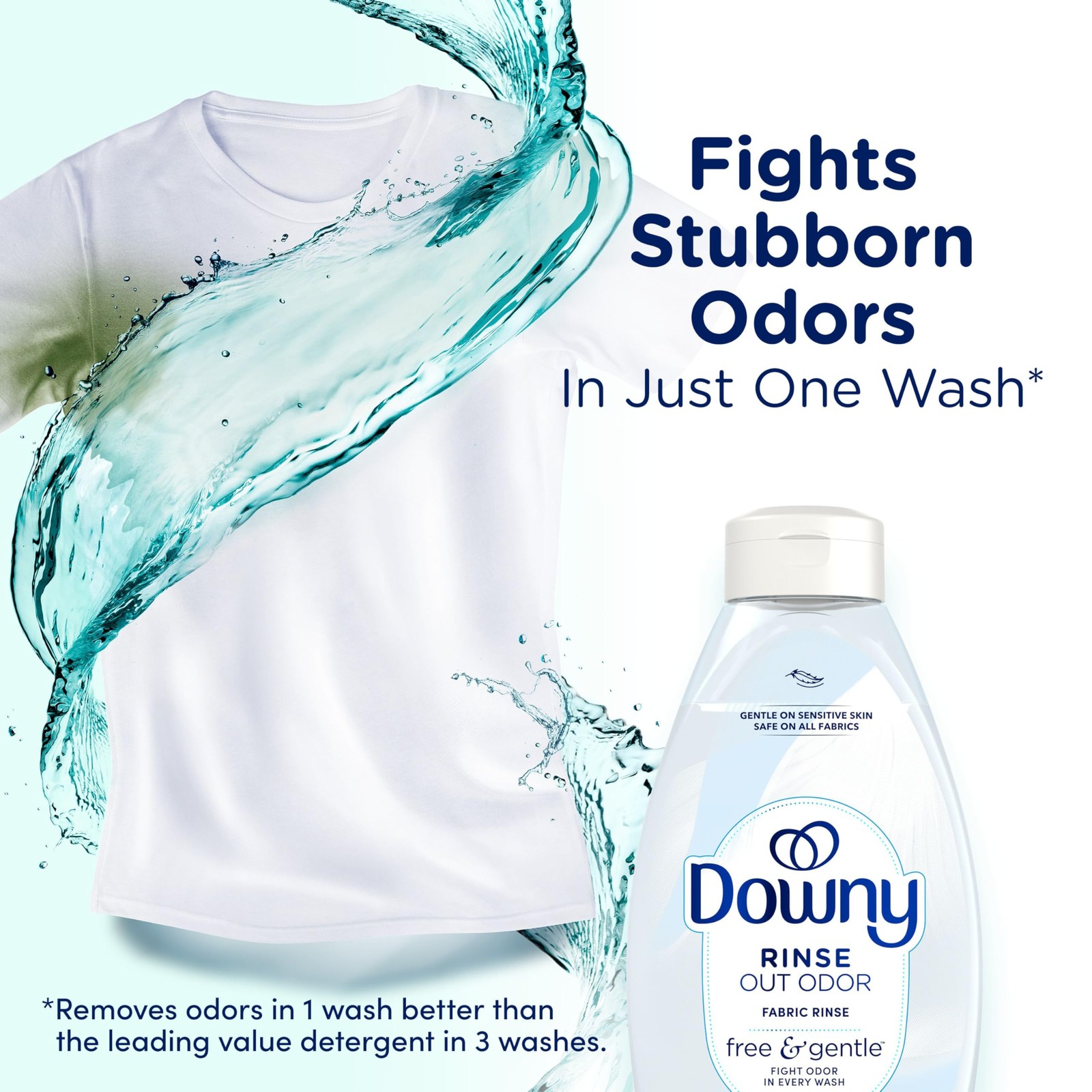 Free & Gentle Rinse Laundry Odor Remover, Scent Free, 48 FL OZ, Gentle on ski…