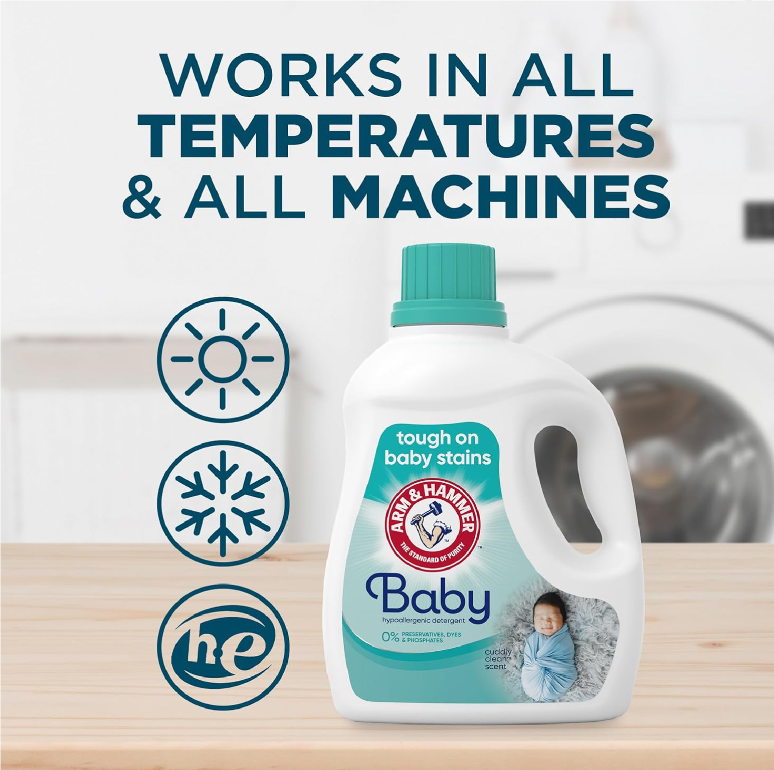 ARM & HAMMER Baby, 77 Loads Hypoallergenic Liquid Laundry Detergent, 100.5 fl oz