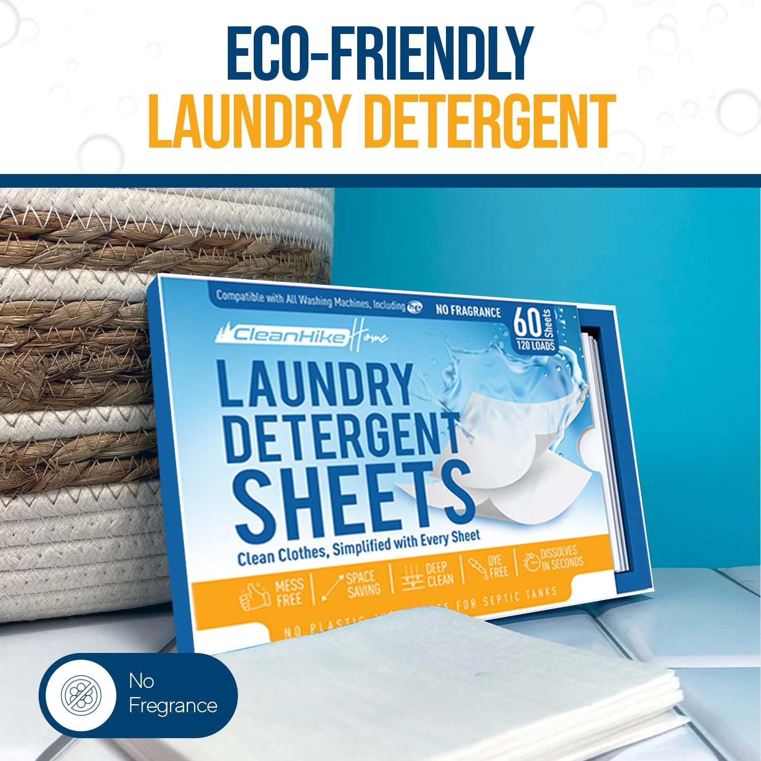 Free and Clear Laundry Detergent Sheets – 120 Loads Unscents Fragrance-Free, …