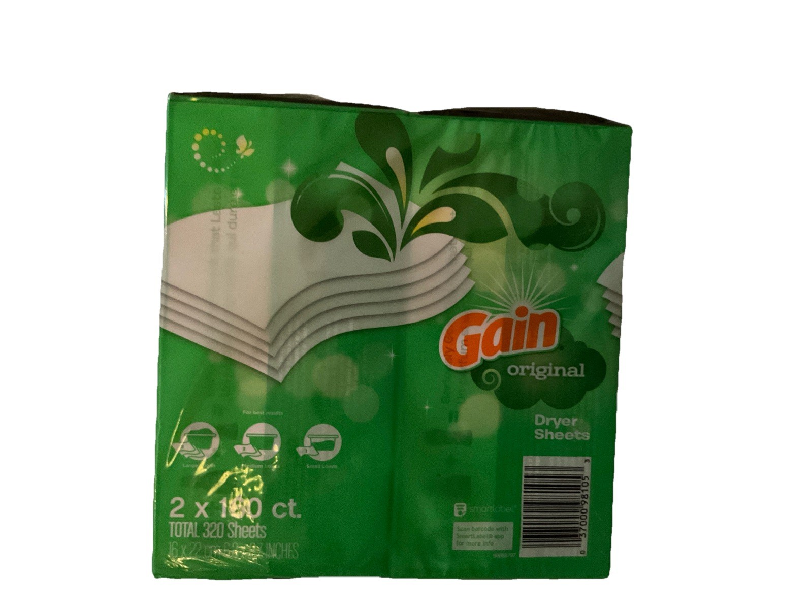 New Gain DRYER Sheets Laundry Fabric Softener Dryer Sheets 2X160 CT 320 SHEETS 2