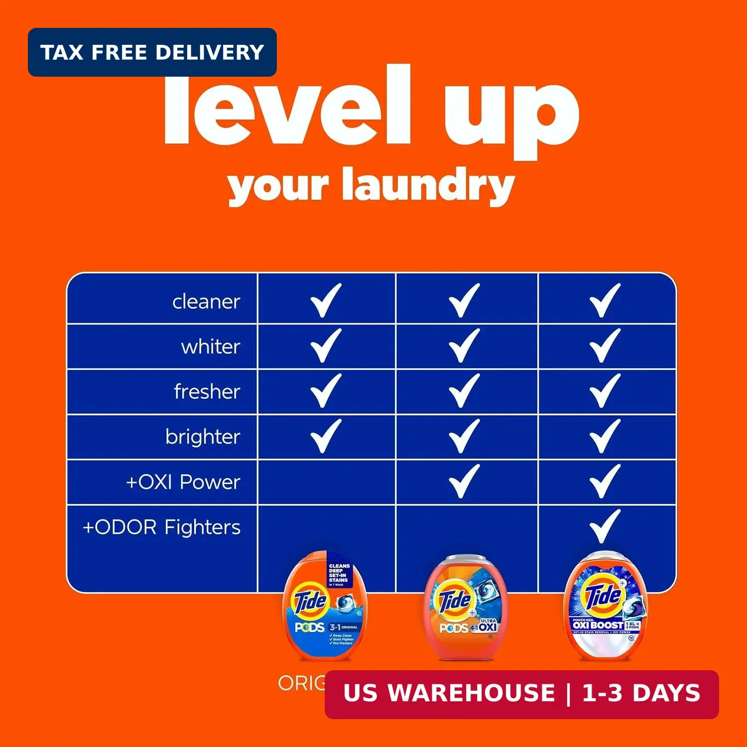 Tide PODS laundry detergent pacs, 3-in-1 Stain Remover, Odor Fighter, Color Prot
