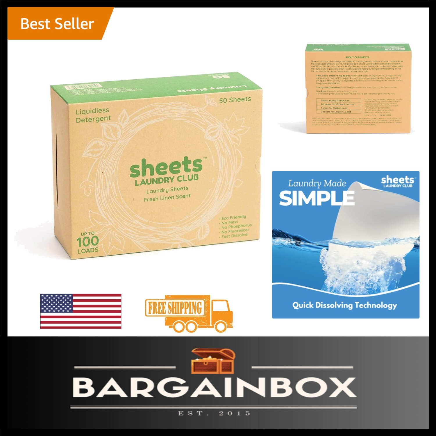 Lightweight Eco-Friendly Laundry Detergent Sheets – 50 Quick Dissolvable Sheets
