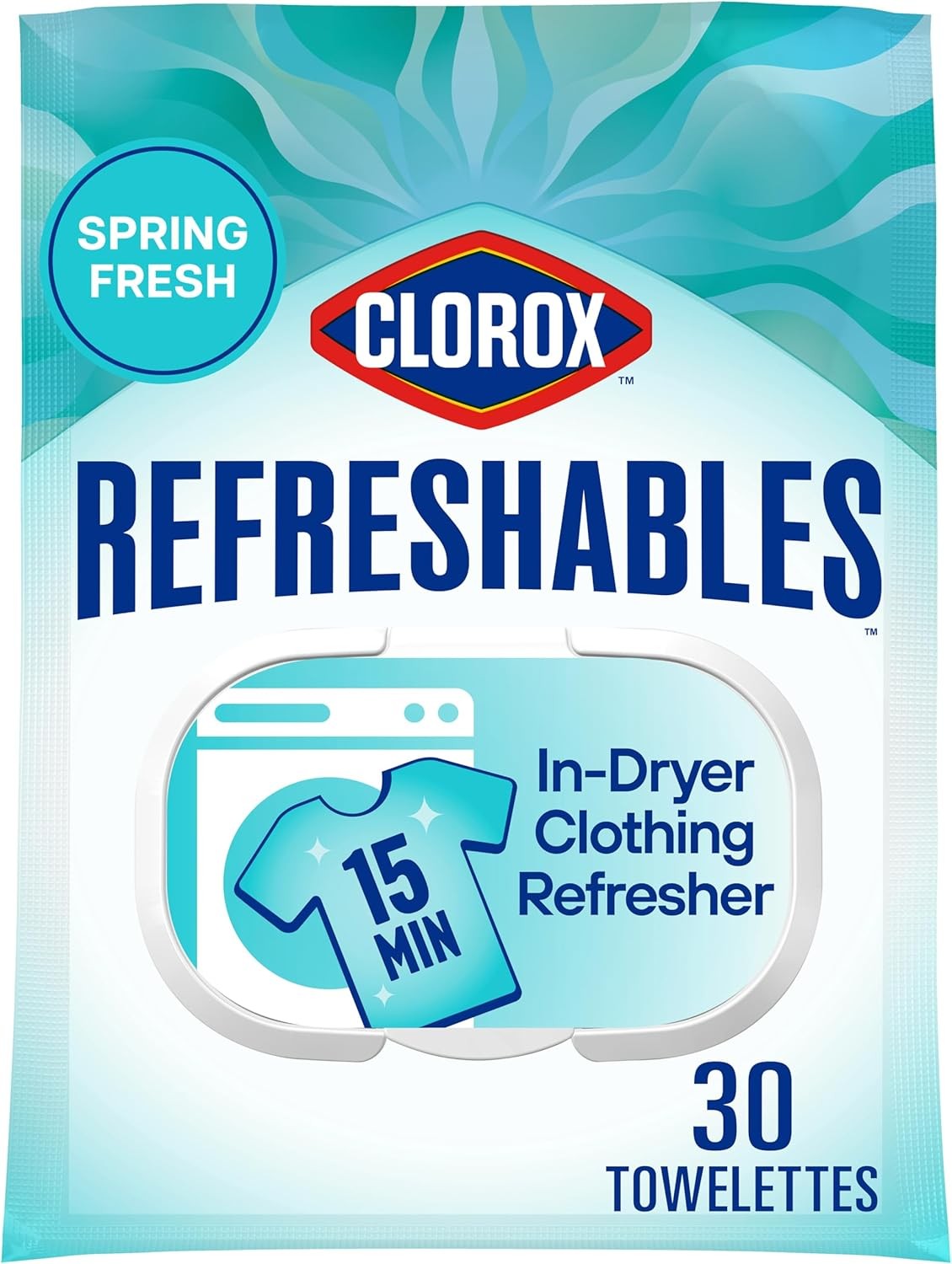 Clorox Refreshables In Dryer Clothing Refresher, Spring Fresh, 30 Towelette