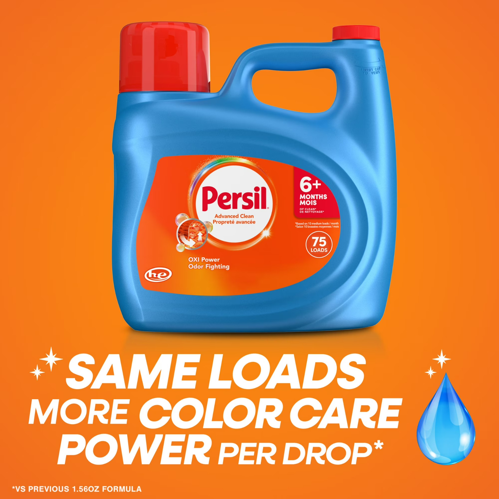 Persil Advanced Clean Oxi+Odor Power Liquid Laundry Detergent,126fl oz, 75 Loads