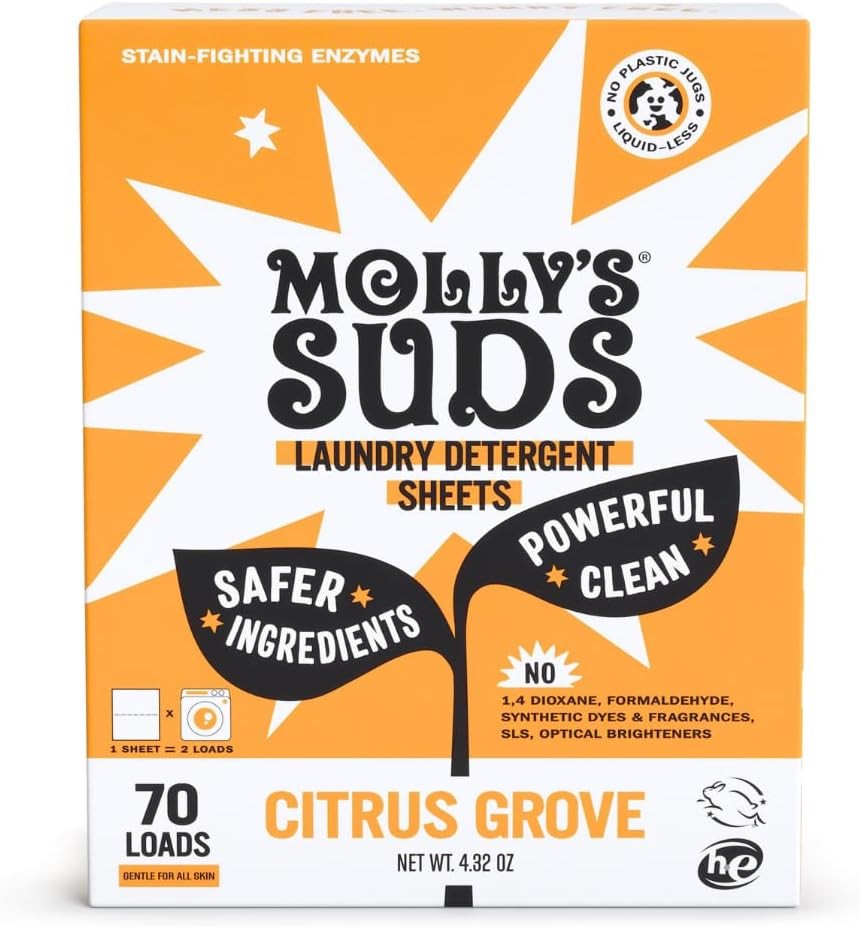 Molly’s Suds Laundry Detergent Sheets Gentle on Sensitive Skin Powerful