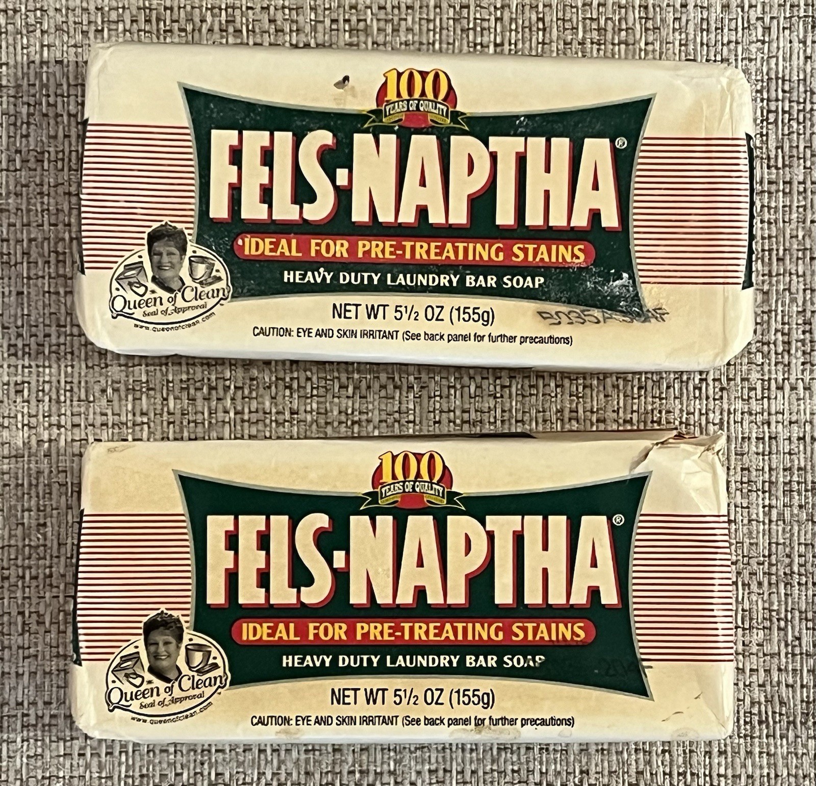 NEW 2 Fels-Naptha Pre-Treat Stains Heavy Duty Laundry Bar Soaps 5.5 Oz Each