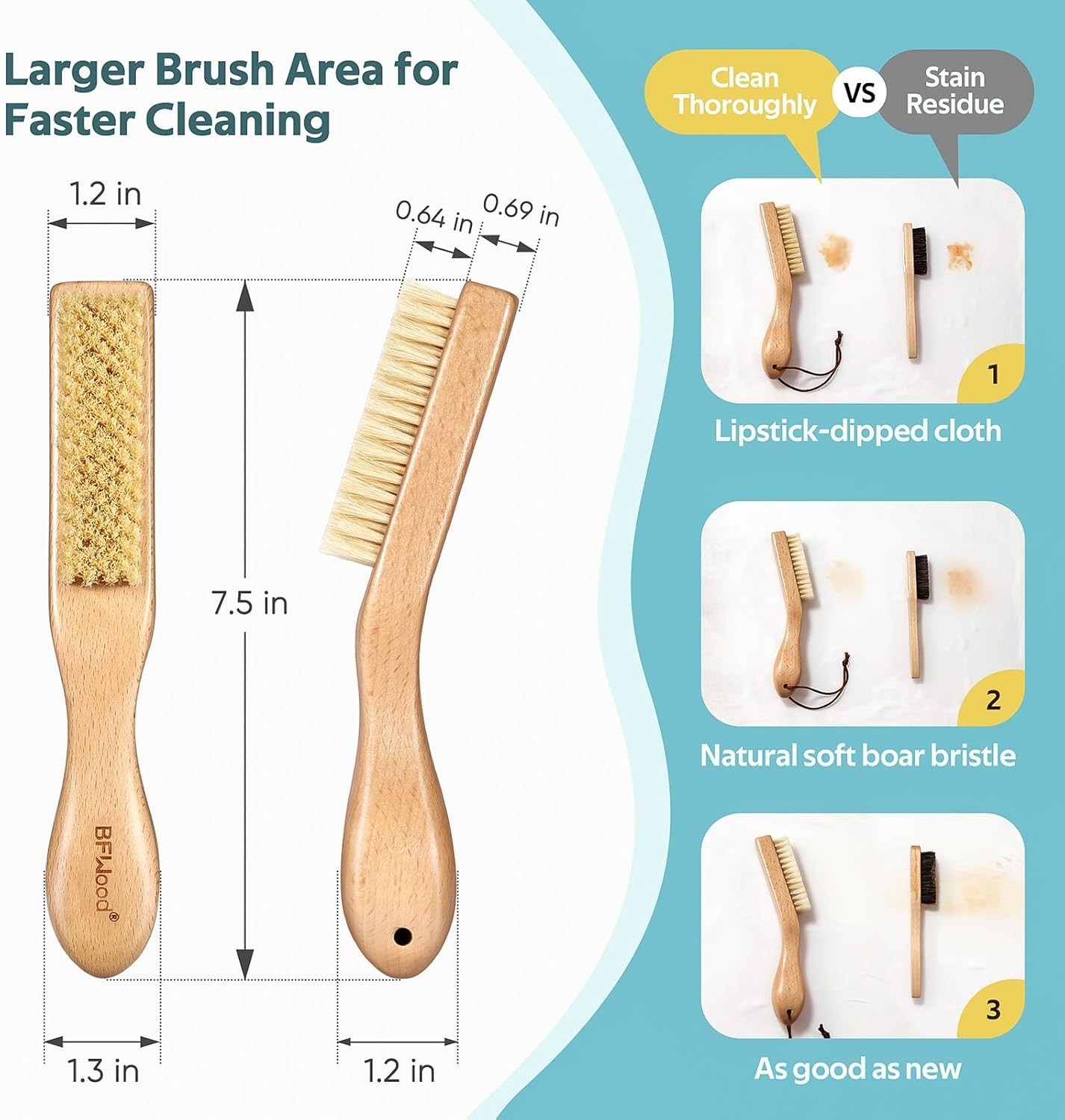 Compact Laundry Stain Brush – Natural Boar Bristles for Tough Stains on Fabrics