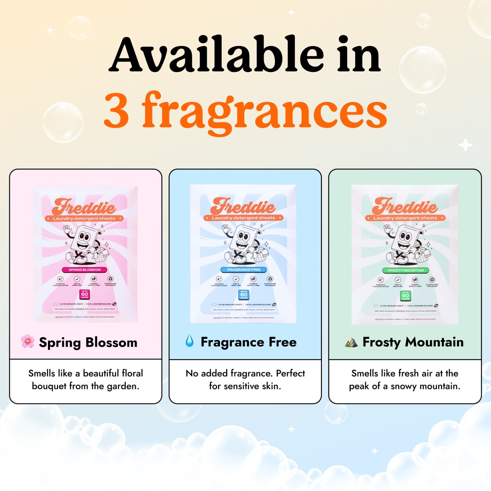 Freddie Laundry Detergent Sheets – Fragrance Free – 60 Loads (30 Sheets)