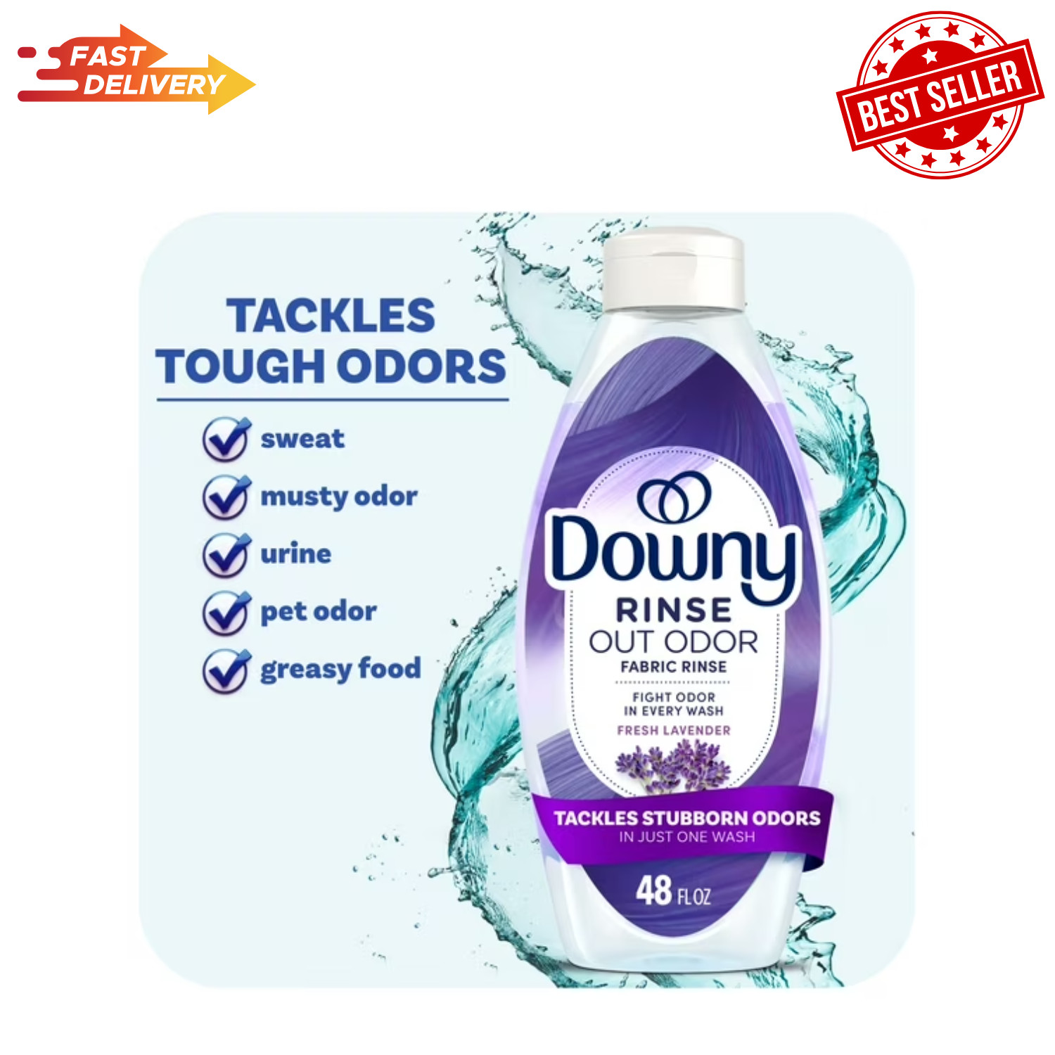 Downy Rinse Out Odor Laundry Rinse Fresh Lavender Scent Refreshes 48 Oz