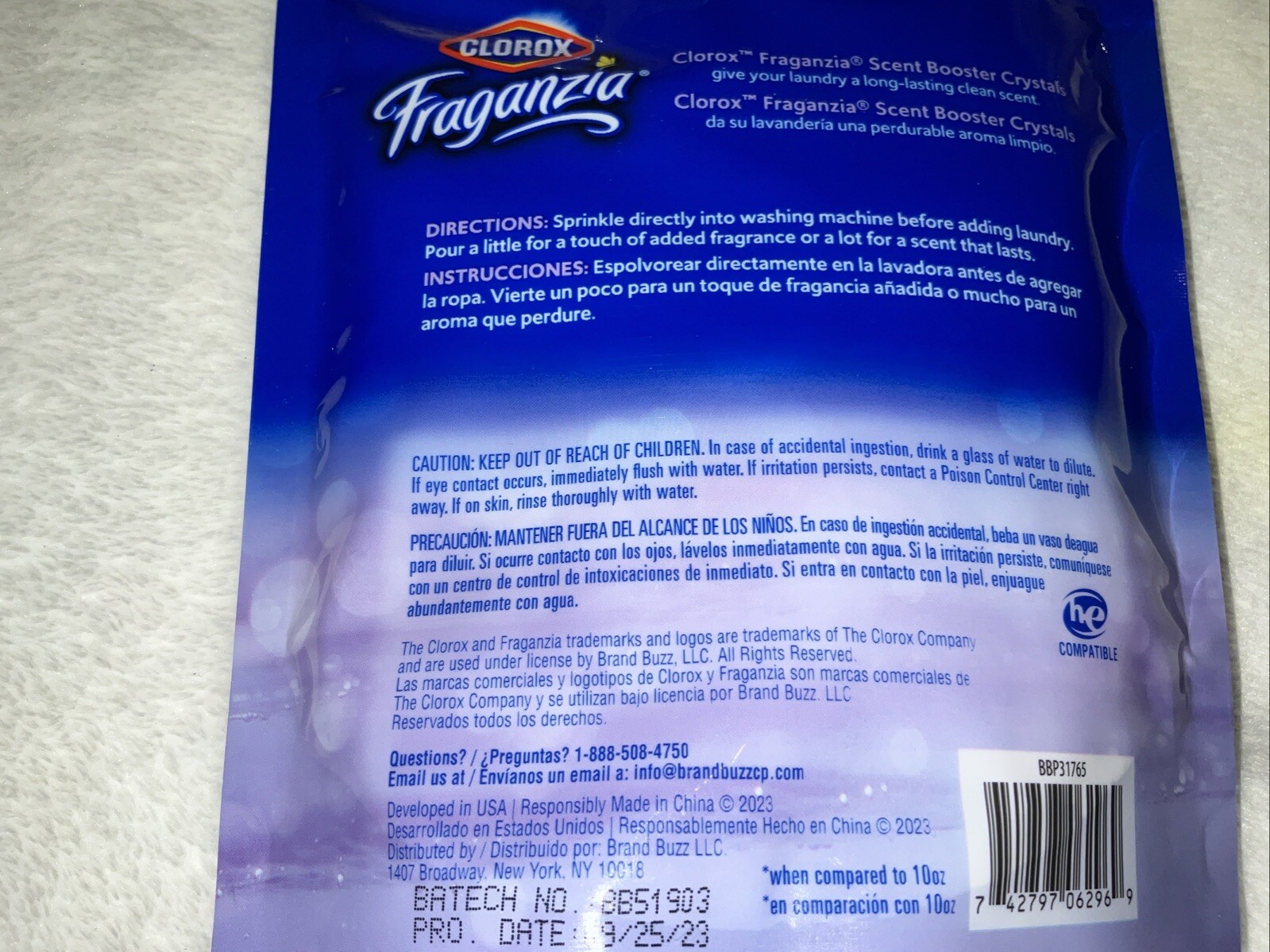 CLOROX FRAGANZIA LAVENDER/EUCALYPTUS INWASH BOOSTER CRYSTALS 10 OZ NEW Lot Of 3