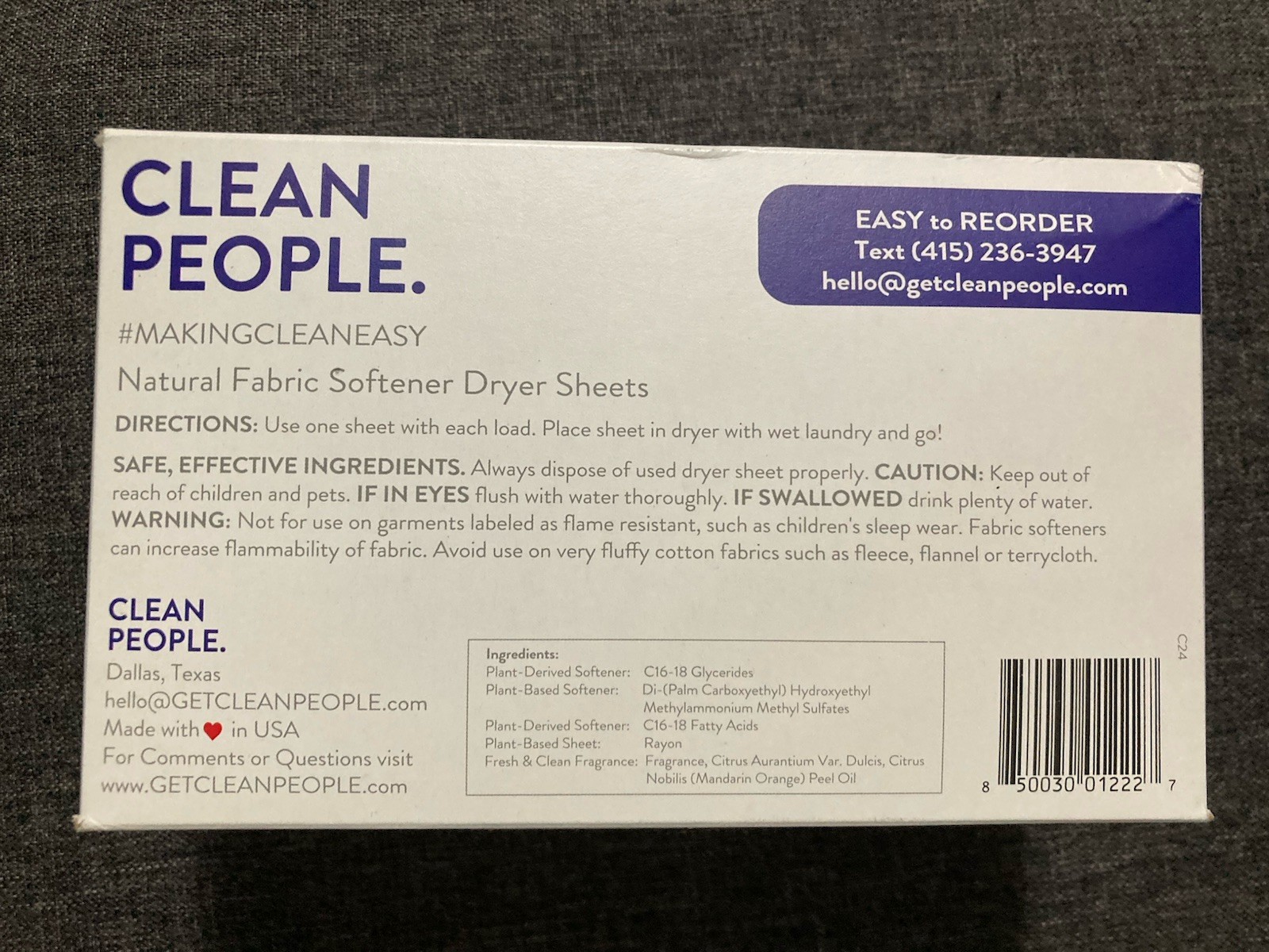 Clean People All Natural Fabric Softener Sheets – Dryer Sheets – Softens 120 pk