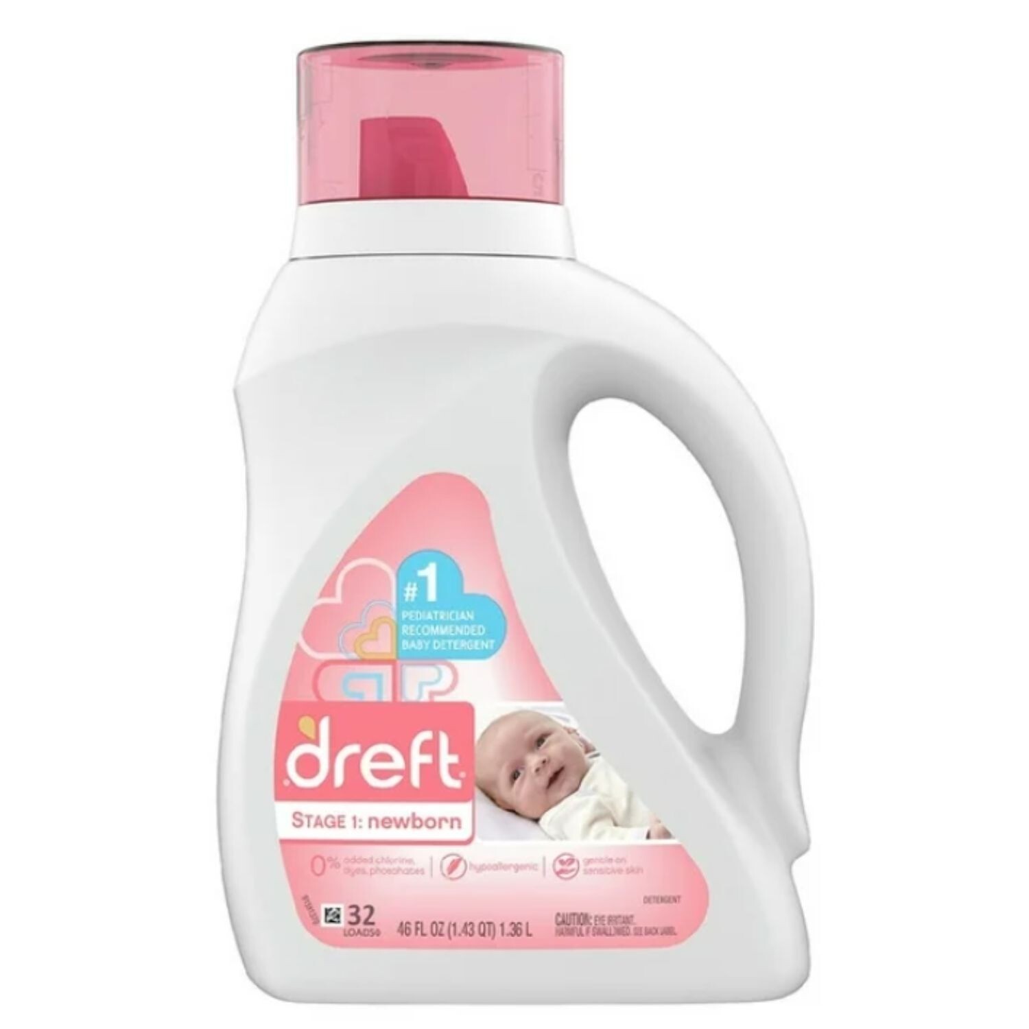 Dreft Stage 1 Newborn Baby Liquid Laundry Detergent 32 loads 46 fl oz