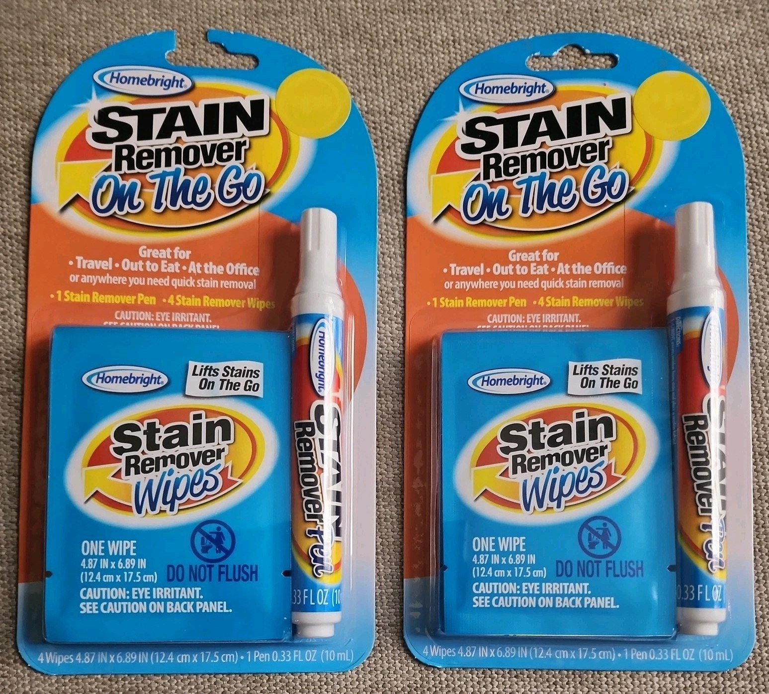 2 Pks Homebright Stain Remover Pen+4 Stain Remover Stick On The Go- 0.33 FL OZ